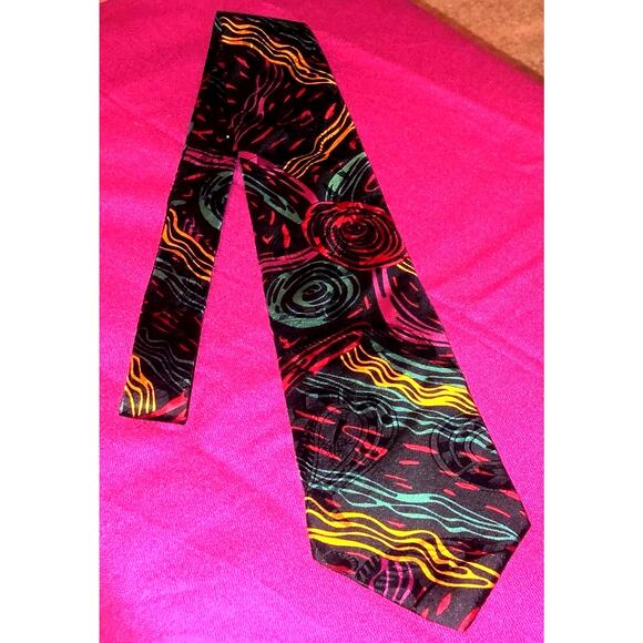Unique Vintage Desert Designs Retro Abstract 100% Silk Jimmy Pike Tie - Picture 1 of 5